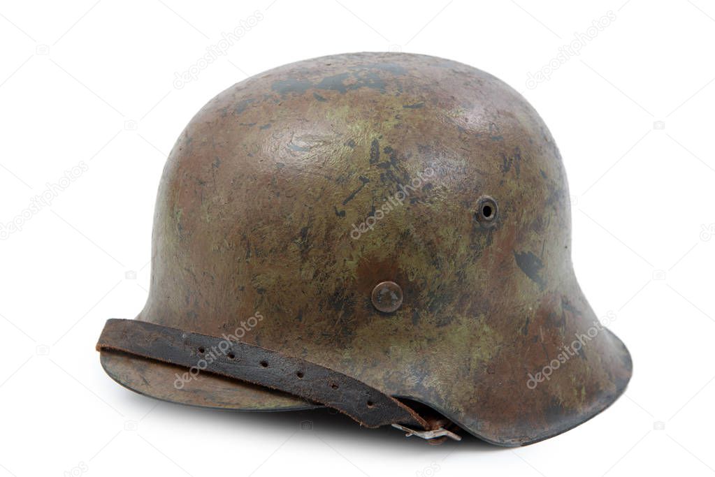 German World War Two (Stahlhelm M1942) military helmet, Normandy