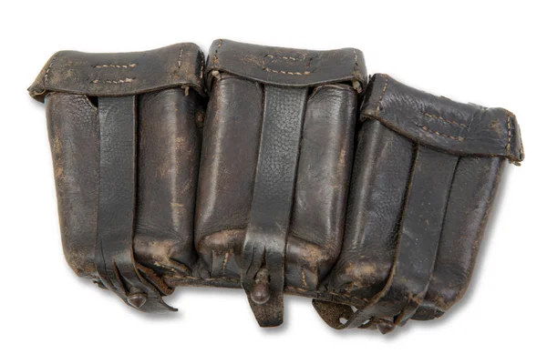 Ww 2 german leather ammo pouch isolated on white background — Stock Photo, Image