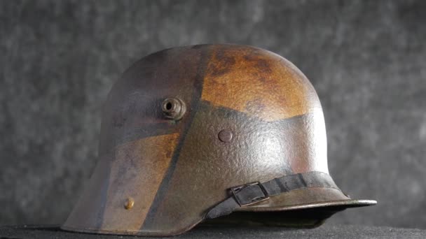 Antique Wwi German Helmet Spinning — Stock Video