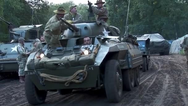 Show Reenactment Ww2 American Military Vehicles — Stock Video