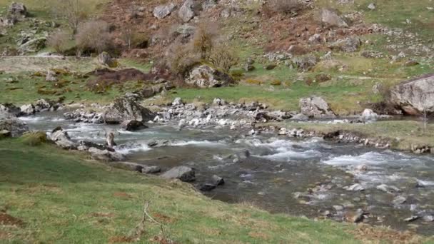 Blick Auf Den Fluss Den Bergen — Stockvideo