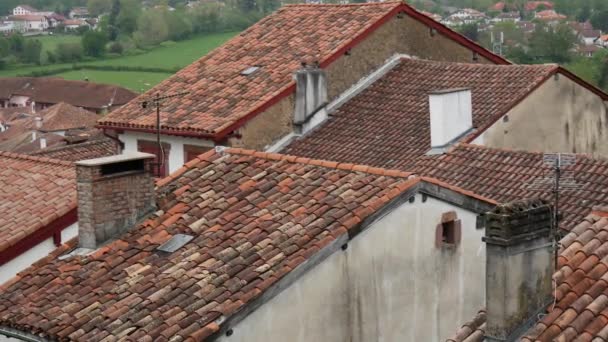 Bask Eyaletinde Saint Jean Pied Port Köyünün Çatıları Fransa — Stok video