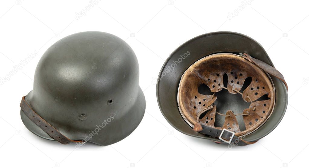 German World War Two (Stahlhelm M1942) military helmet, Normandy