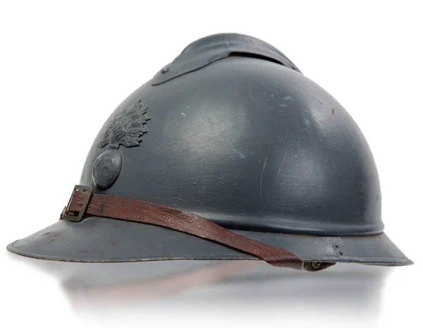 French military helmets of the First World War on white backgrou — Stock Photo, Image