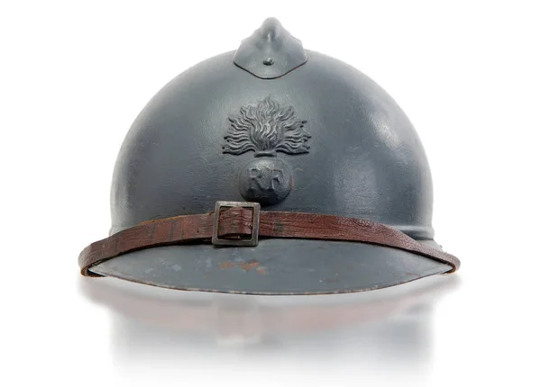 French military helmets of the First World War on white backgrou — Stock Photo, Image