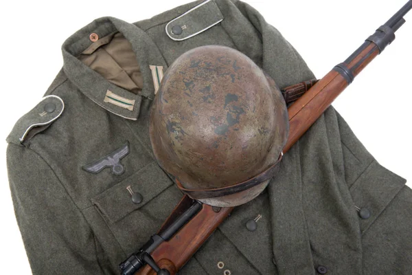 Fundo vintage com equipamento de campo do exército alemão. ww2 — Fotografia de Stock