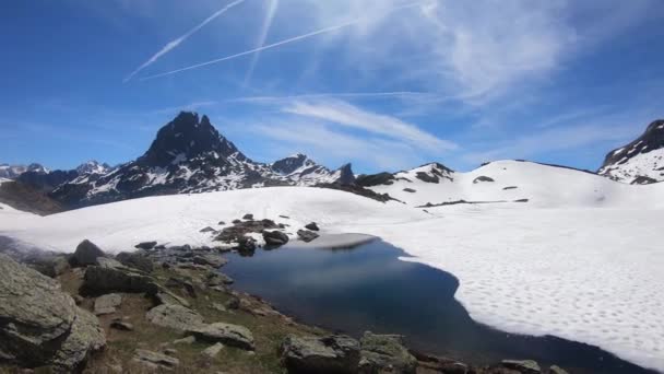 Panorama Över Pic Midi Ossau Franska Pyrenéerna — Stockvideo