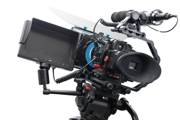DSLR videocamera rig geïsoleerd op witte achtergrond — Stockfoto