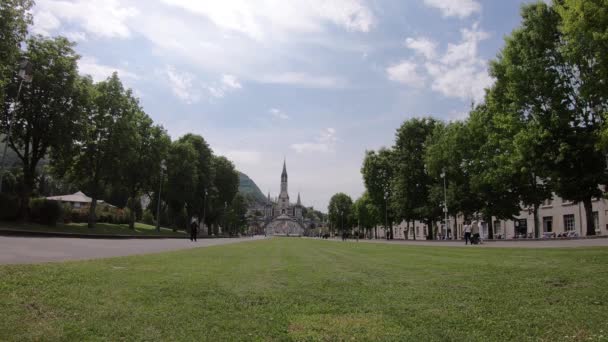 Vista Basílica Lourdes Francia — Vídeo de stock