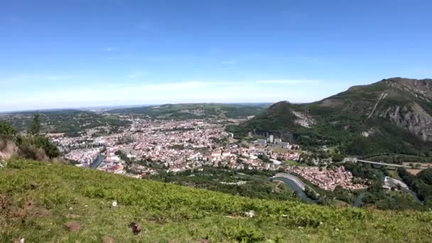 Панорама Города Лурд Известного Своим Паломничеством — стоковое видео