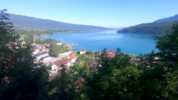 Uitzicht Het Meer Van Annecy Franse Alpen — Stockvideo