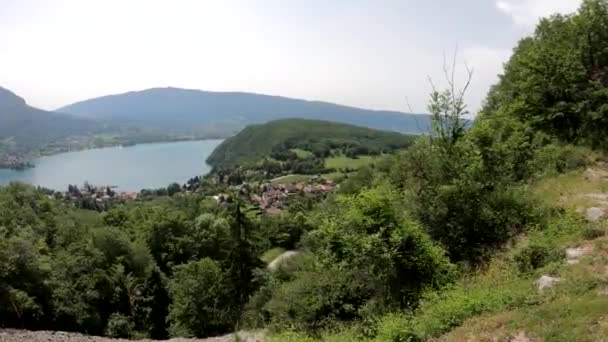 Άποψη Της Λίμνης Annecy Γαλλικές Άλπεις — Αρχείο Βίντεο