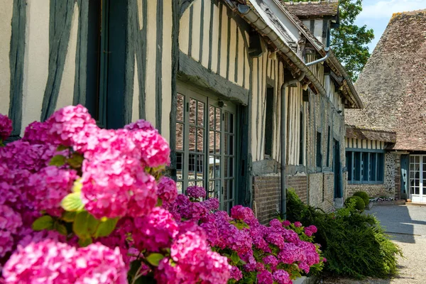 Normandy French house. View of  typical french Normand house