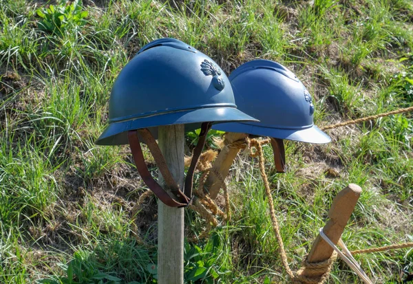 Franska militära hjälmar av den första världen kriger — Stockfoto