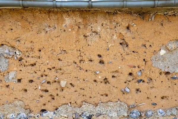 Gammal lerkärl vägg, typisk av normandiska hus i Frankrike — Stockfoto