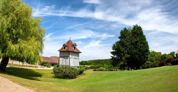 Normandy French house. View of  typical french Normand house