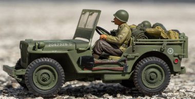 Ölçek modeli oyuncak savaş jeep açık 