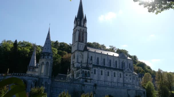 Vista Basílica Lourdes Francia — Vídeo de stock