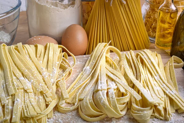 Still Life Raw Homemade Pasta Ingredients Pasta — Stock Photo, Image