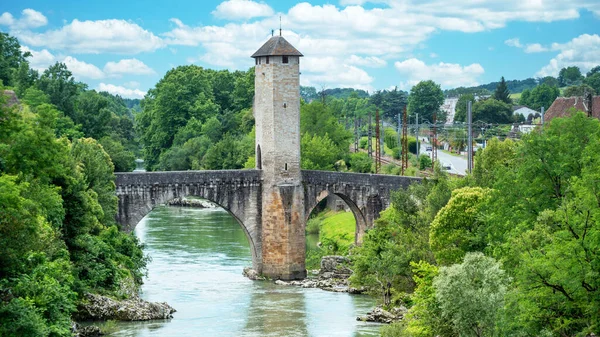 Ponte Medievale Sul Fiume Gave Pau Nella Città Orthez Francia — Foto Stock