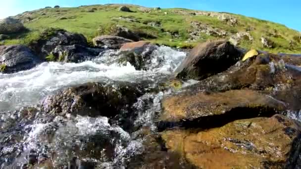 Fransız Pirenesi Ndeki Ossau Vadisi Ndeki Ayous Gölü Nün Şelalesi — Stok video