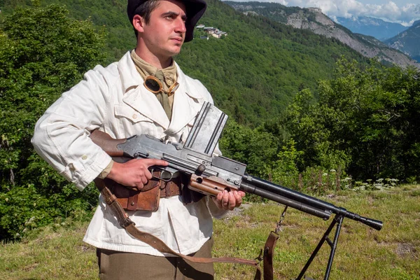 Francouzský Voják Horské Pěchoty Během Druhé Světové Války — Stock fotografie