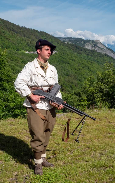 Francouzský Voják Horské Pěchoty Během Druhé Světové Války — Stock fotografie