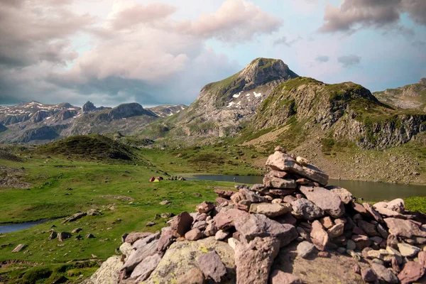 Marcador Pedra Montanha Dos Pirinéus — Fotografia de Stock