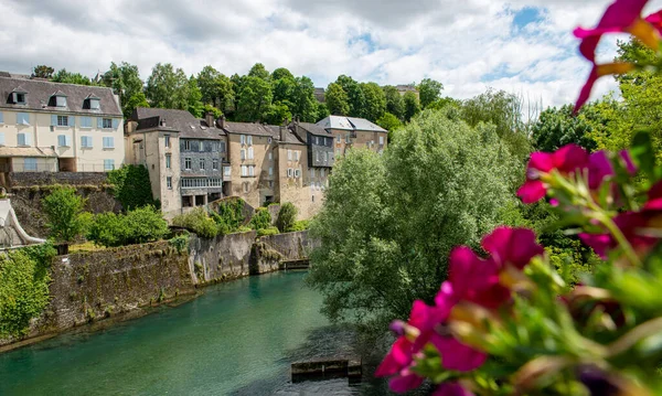 Francuski Krajobraz Kraju Nad Rzeką Oloron Oloron Sainte Marie Francja — Zdjęcie stockowe