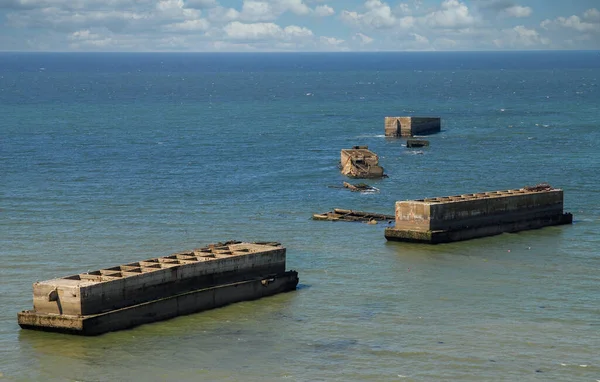 Mulberry Gold Beachen Arromanches Les Bains Normandia Franciaország — Stock Fotó