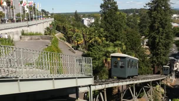 Carros Funiculares Viajando Trilhas Centro Pau França — Vídeo de Stock