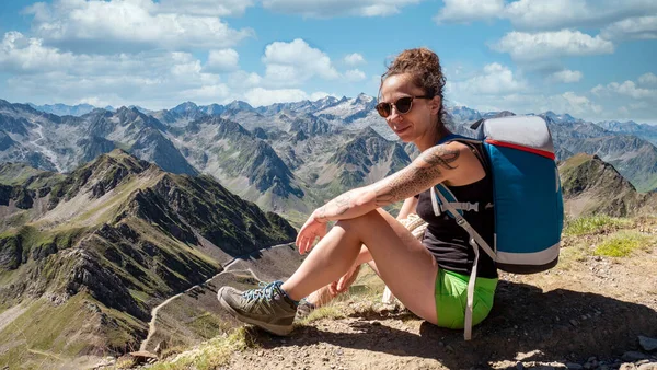 young woman and Pic du Midi de bigorre