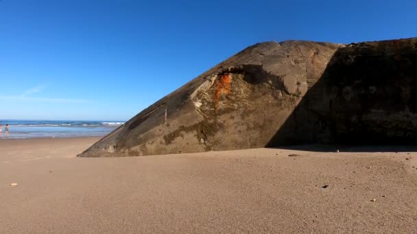 Ruínas Bunker Alemão Praia Normandia França — Vídeo de Stock