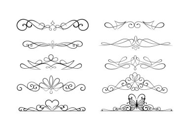 dekoratif kaligrafik bölücüler vektör ü set