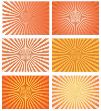 Set turuncu sunburst retro arka plan vektör