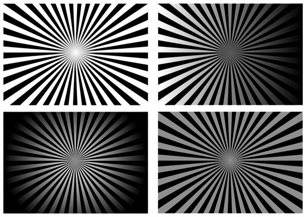 set black retro abstract sunburst backgrounds vector