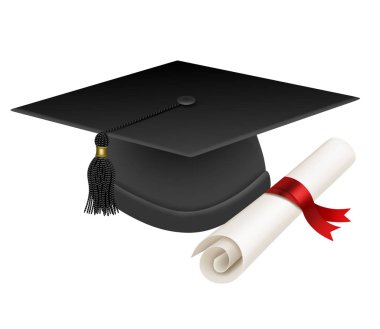 Mezuniyet şapka ve diploma illüstrasyon vektör