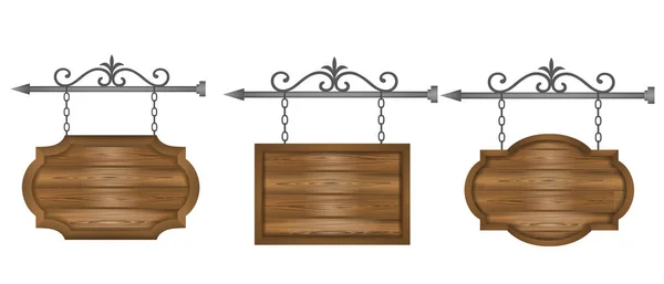 Holzschilder Auf Kettenbanner Setzen — Stockvektor