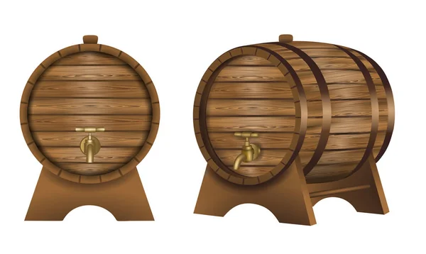 Illustration Weinfässer Aus Holz — Stockvektor