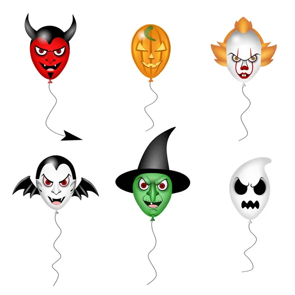 Zestaw Halloween Party Balony Monsters — Wektor stockowy