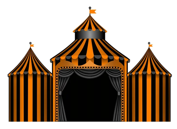 Zwart Horange Halloween Circus Stage Illustratie — Stockvector