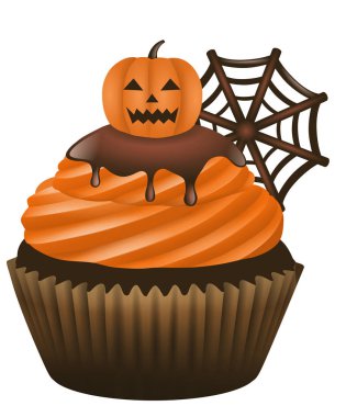 izole halloween cupcake illüstrasyon vektör