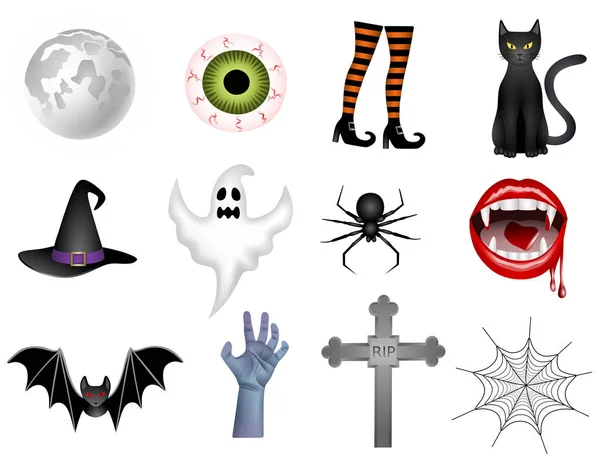 Set Halloween Items Illustrations — 스톡 벡터