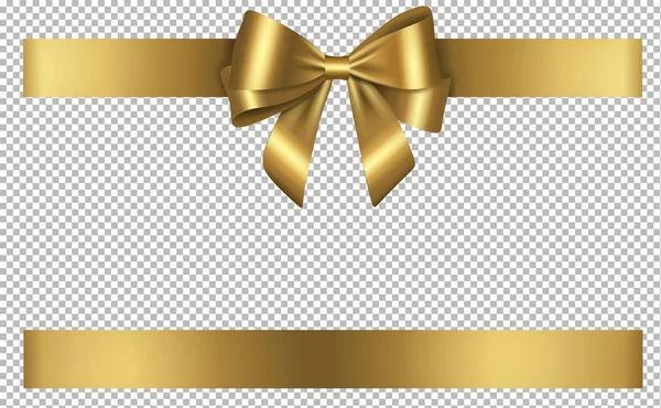 Gold Bow Ribbon Christmas Birthday Decorations — Stock Vector