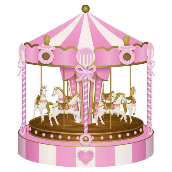 Baby Shower Carousel Baby Girl — Stock Vector