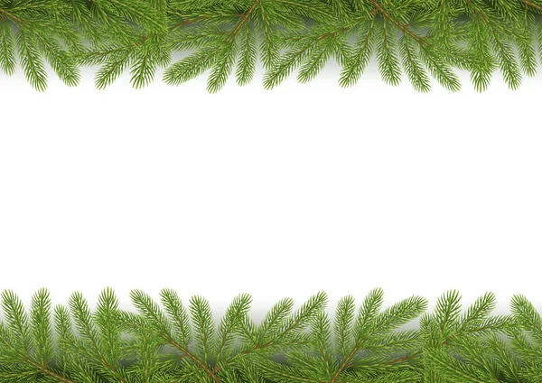 Weihnachtsnahtloser Rahmen Mit Tannenzweigen — Stockvektor