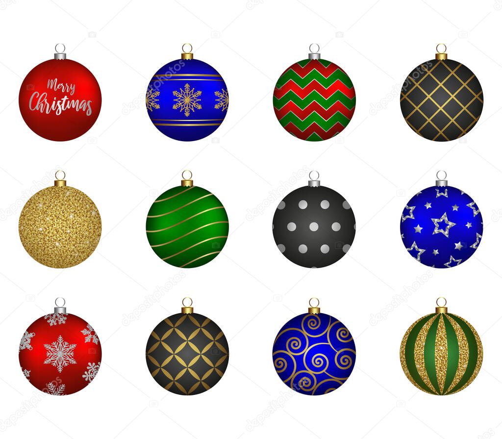 set of decorated christmas balls