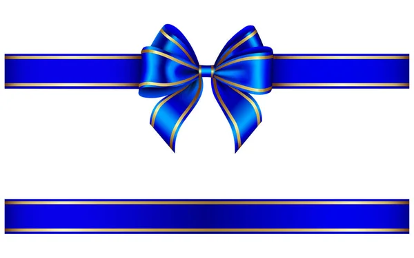 Ruban Bleu Arc Avec Bordure Dorée — Image vectorielle