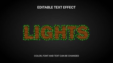 Ahşap desenli ve çelenkli ve Noel ışıklarıyla süslenmiş noel yazıları efekti