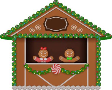 Kurabiye ve şekerlemeli Noel kurabiyesi tezgahı. Zencefilli çörek tezgahında zencefilli ekmek adam ve kadın